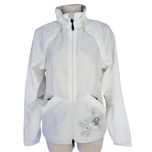 LOLE Lightweight Ventilated Running Rain Jacket White /Gray Lots of Pockets Sz M